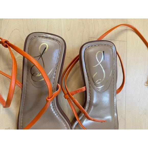 SAM Edelman BNWT "Dominique" ankle strap kitten heel women NEW orange - Picture 4 of 9